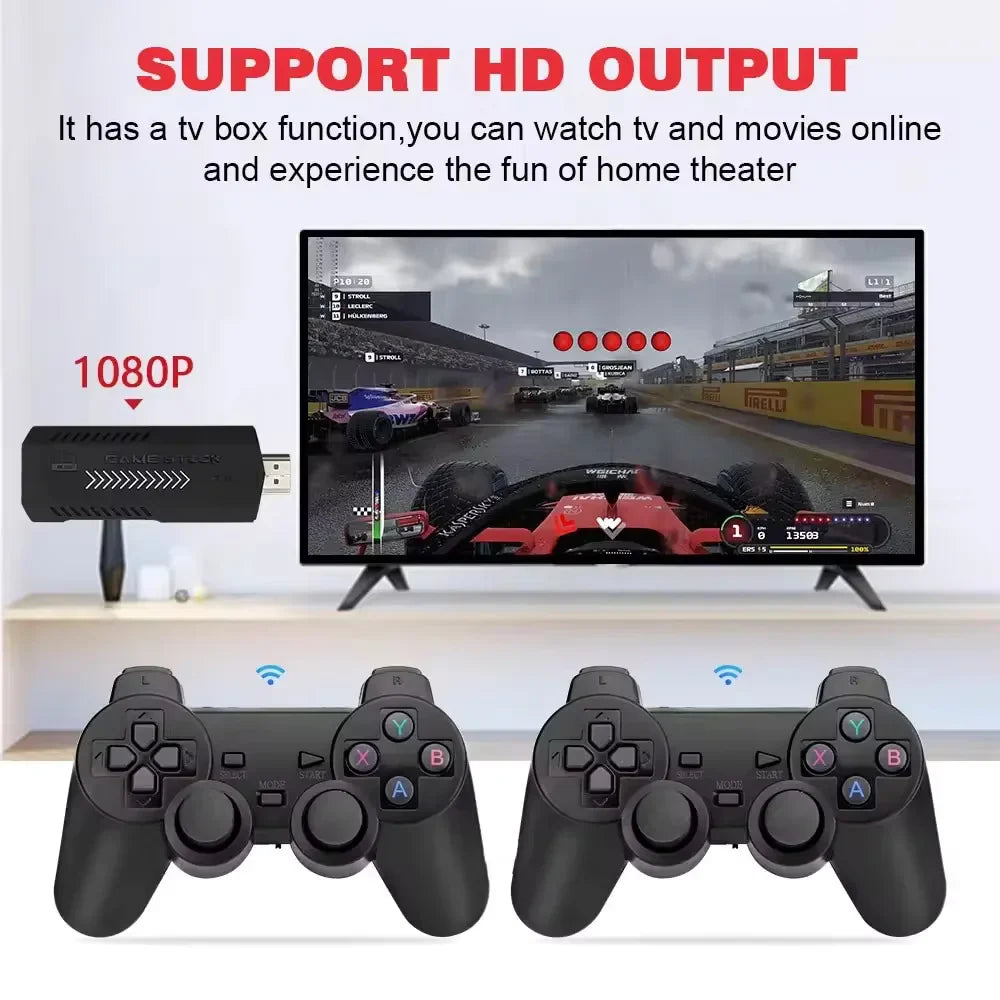 Original X2 Gamestick 2.4G 64G Built-in With 2 Wireless Consoles - 30000 Video Games